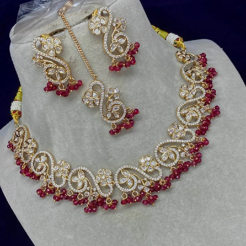 Amoliya Jewels Gold Plated Polki Kundan Choker Necklace Set