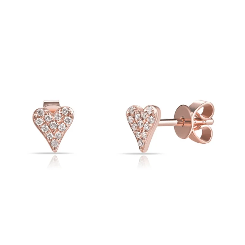 Joelle Diamond Pave Heart 1/10 cttw. Stud Earrings 14K Rose Gold Stud Earrings