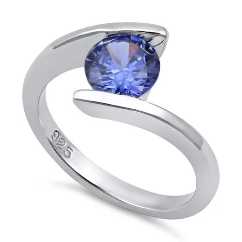 Sterling Silver Tanzanite-tone CZ Ring