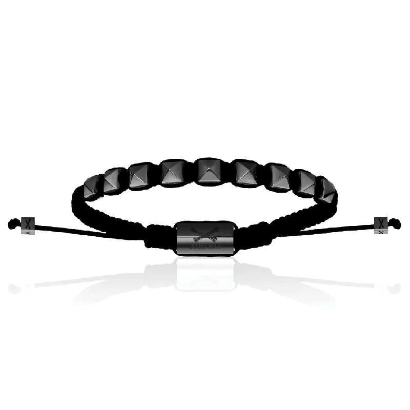 Black Nylon With Black PVD Polyester Stud Bracelet