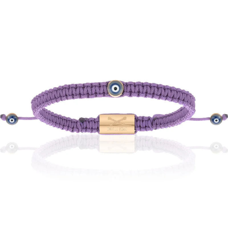 Mini Evil Eye Violet Polyester With 18K Pink Gold Bracelet