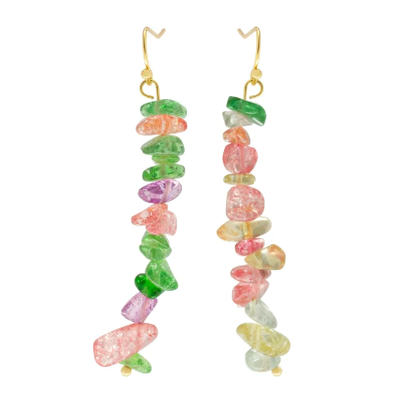 Victoria Townsend Gold Plated Multi Color Crystal Dangling Earrings