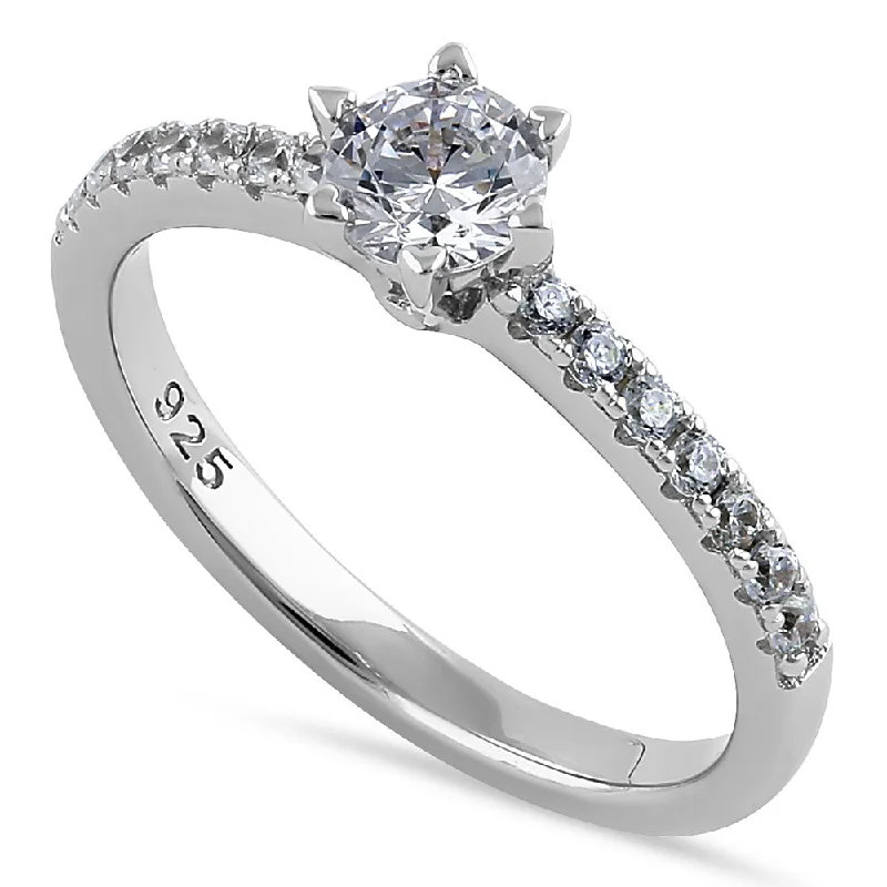 Sterling Silver Cali Chic Round Cut Clear CZ Engagement Ring