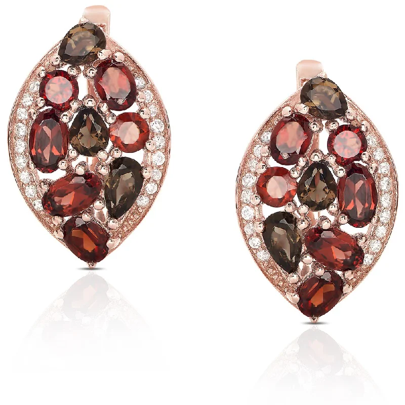 Dolce Giavonna Gold Over Sterling Silver Multi-gemstone Cubic Zirconia Stud Earrings