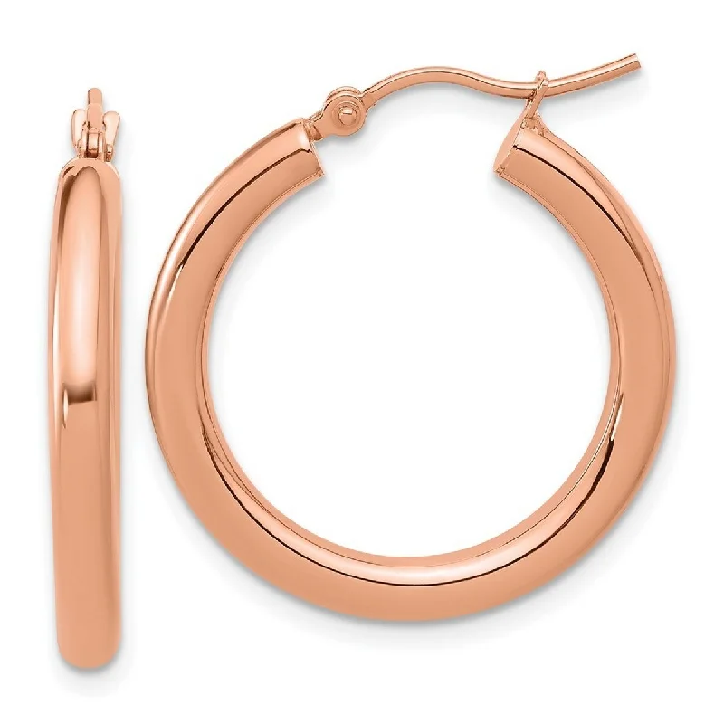 Curata 14k Rose Gold 26x3mm Polished Classic Hoop Earrings