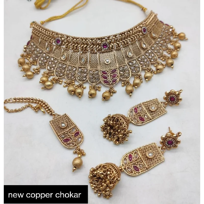 Akruti Collection Gold Plated Choker Necklace Set