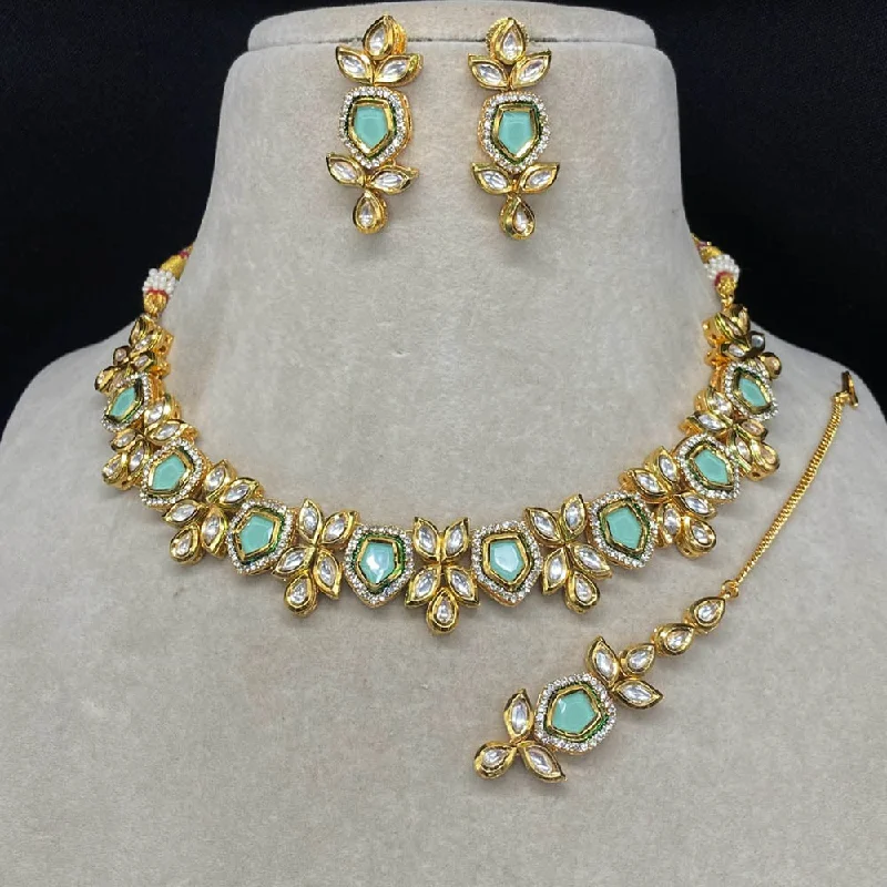 Amoliya Jewels Gold Plated Polki Kundan Choker Necklace Set