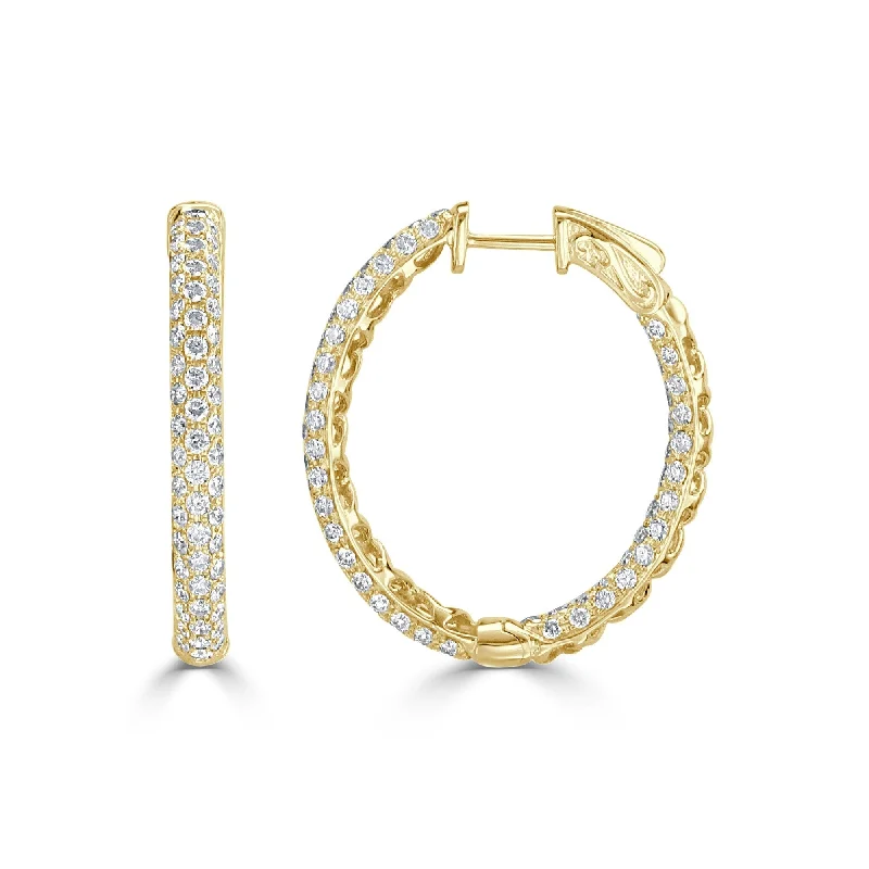 Joelle Diamond Oval Hoop Earrings 18K Yellow Gold 2.63 CTTW 1"