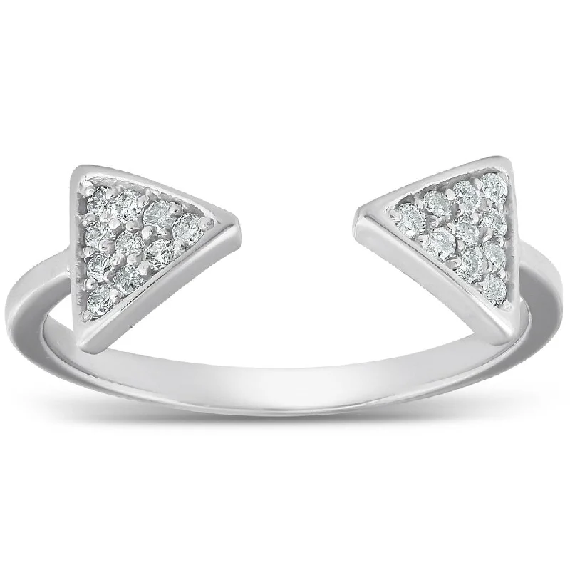 Pompeii3 14k White Gold 1/5ct Diamond Ring Open Triangle Fashion Right Hand Split Band