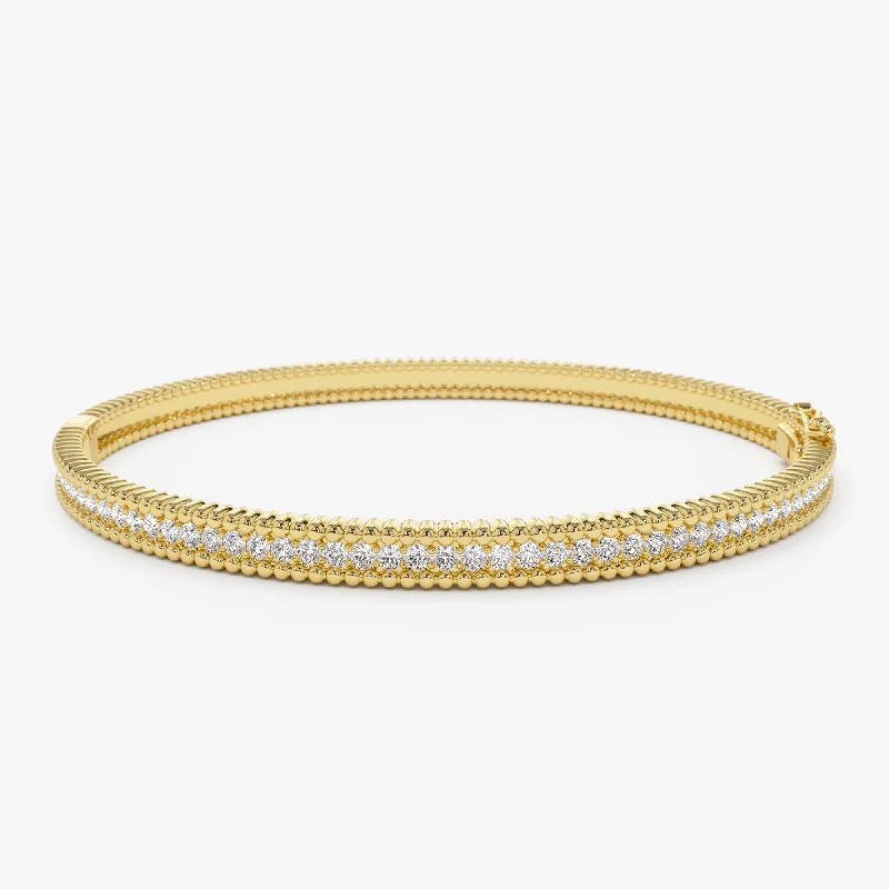 14k Milgrain Diamond Bangle Bracelet