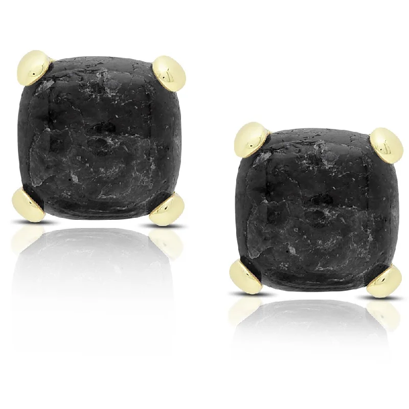 Dolce Giavonna Gold Over Sterling Silver Cushion-cut Labradorite Stud Earrings