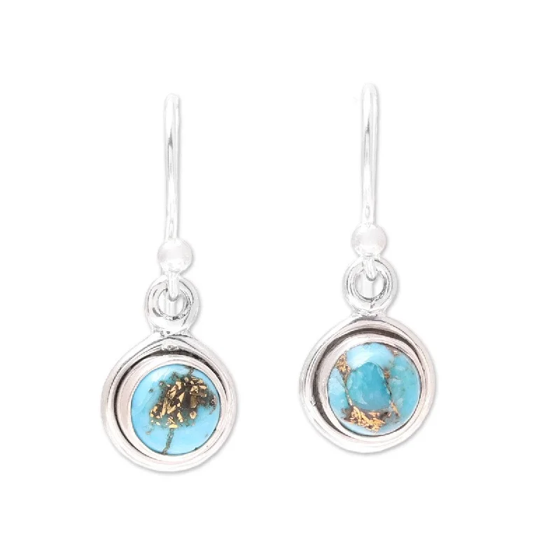 NOVICA Adorable Moon in Blue, Sterling silver and composite turquoise dangle earrings - 1.9*0.3