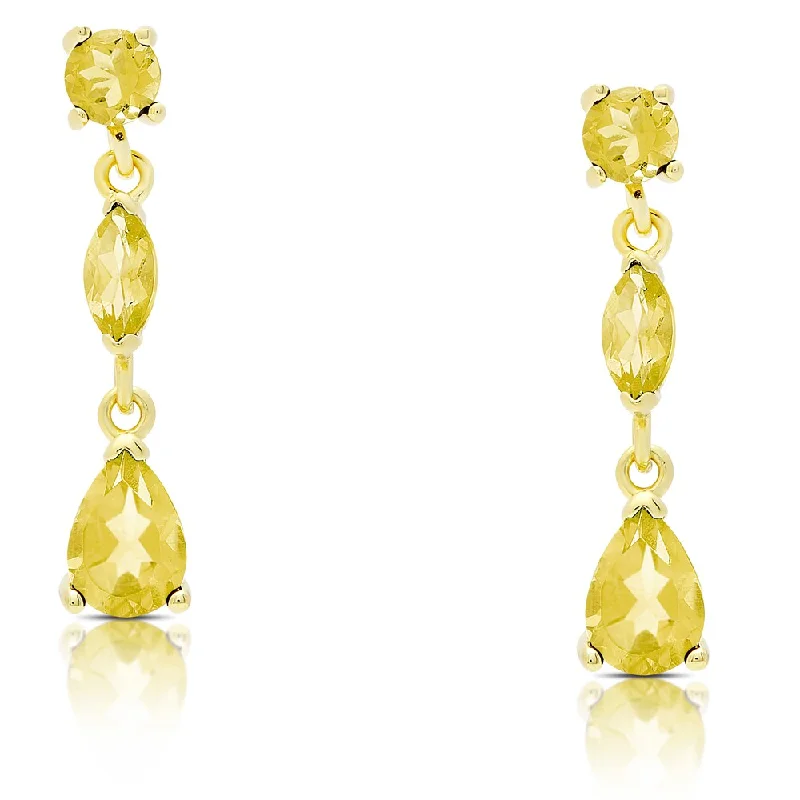 Dolce Giavonna Gold Over Sterling Silver Citrine Teardrop Dangle Earrings