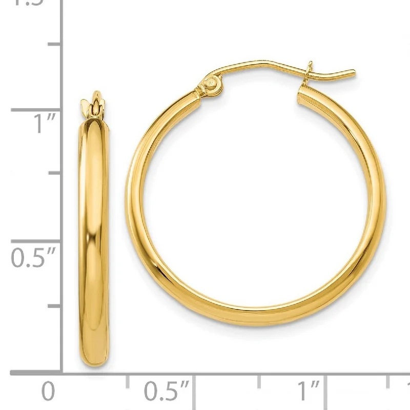 Curata 14k Yellow Gold Polished Hoop Earrings - 2.75x26mm