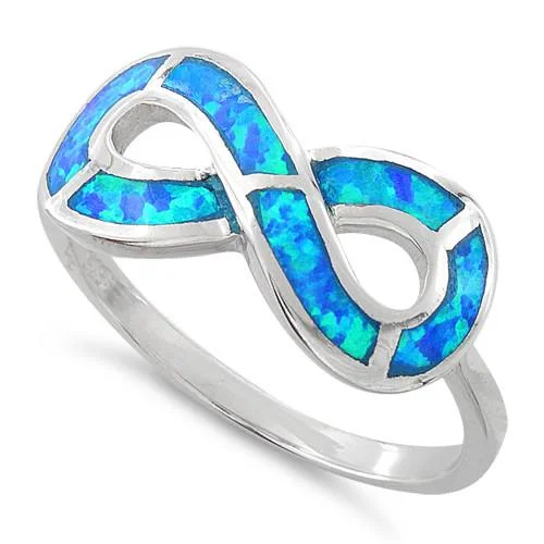 Sterling Silver Lab Opal Infinity Ring